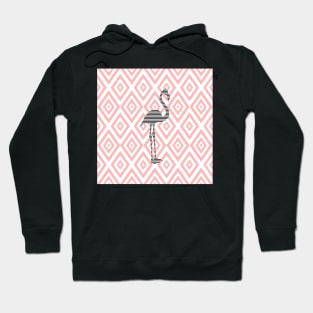 Abstract geometric pattern - pink and white - black flamingo Hoodie